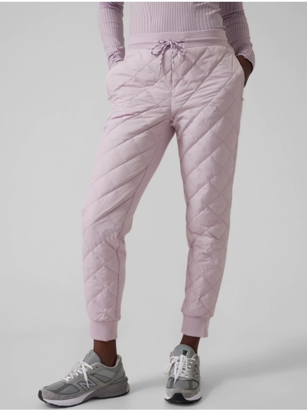 Athleta Apres Ski Goose Down Quilted Jogger Pants Shasta Purple Lilac Size 4